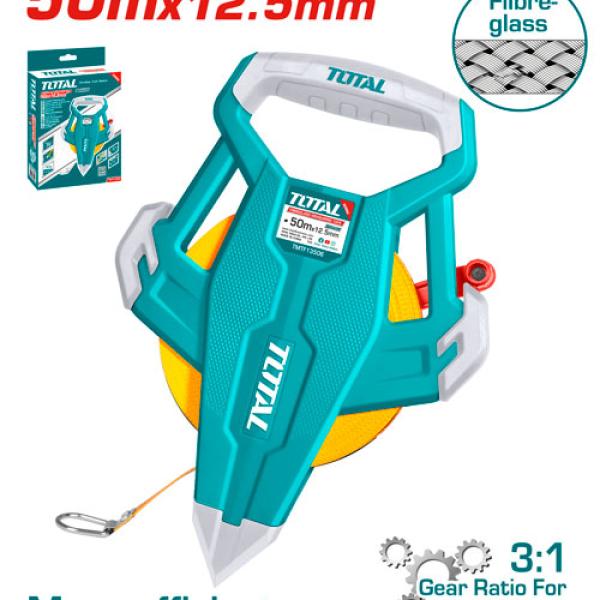 Total TMTF13506 Fibreglass measuring tape متر كركر 50 متر فيبر