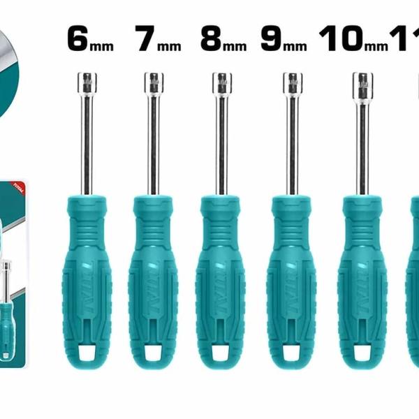 Total TNSS0701 7Pcs Nut Screwdriver Set 6mm、7mm、8mm、9mm、10mm、11mm、12mm طقم مفك بوكس