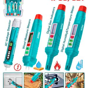 Total TOS23033 طقم أجهزة فحص للحرارة والرطوبة والغاز رطوبة الخشب والكهرباء