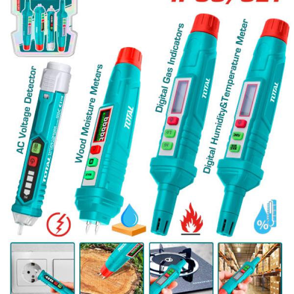 Total TOS23033 طقم أجهزة فحص للحرارة والرطوبة والغاز رطوبة الخشب والكهرباء