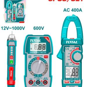 Total TOS23068 طقم فحص 3 قطع كلامب + ملتي ميتر + فاحص فولتية
