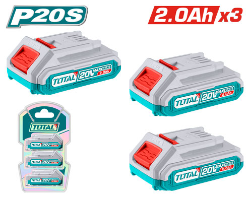 Total TOSLI240311 طقم بطاريات 20 فولت 2 أمبير عدد 3
