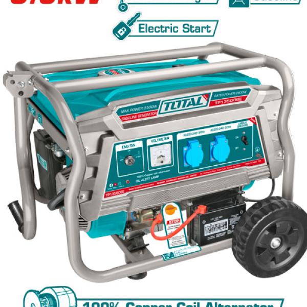 Total TP135006E مولد كهرباء بنزين 3.5 كيلو مع بطارية للتشغيل