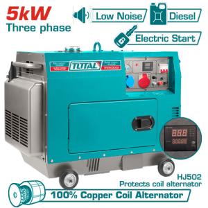 Total TP2500032 مولد كهرباء 3 فاز صامت ديزل 5 كيلو واط