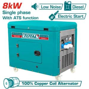 Total TP280001-1 مولد كهرباء ديزل 8 كيلو صامت 1 فاز مع لوحة ATS