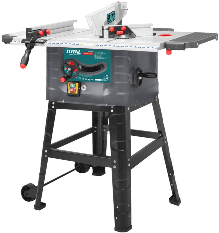 TOTAL TS5152542 Table saw 1500W 10" منشار طاولة صناعيTable size725*490mm, Left & Right extensions: 440*125mm, Rear extension: 460*125mm