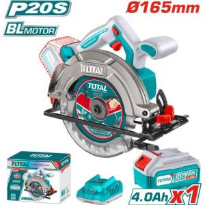 Total TSLI16521 منشار صينية 6.5 انش شحن 20 فولت مع بطارية 4 أمبير