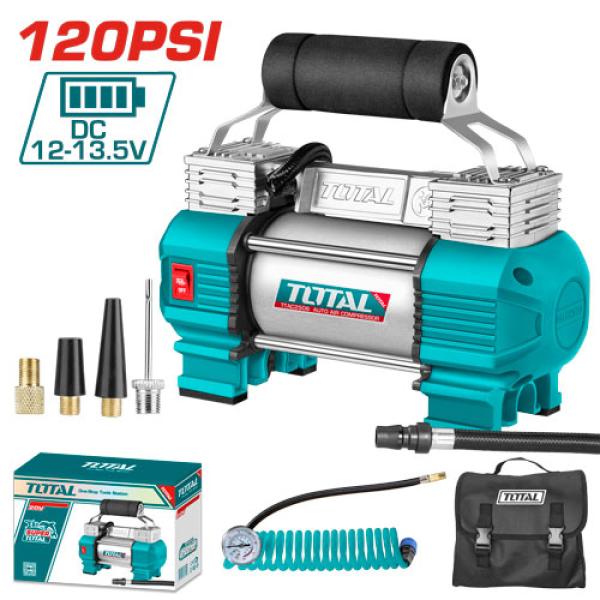 TOTAL TTAC2506 Auto air compressor 120PSI 12V With light منفاخ عجال سيارة مع اضائة راسين