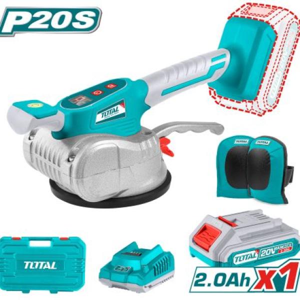 Total TTVLI20101 رجاج بلاط شحن 20 فولت مع بطارية 2 امبيرعدد 1 وشاحن + واقي ركب وحقيبه بلاستيك