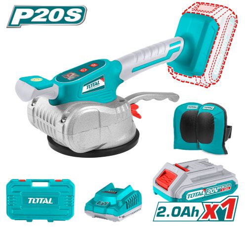 Total TTVLI20101 رجاج بلاط شحن 20 فولت مع بطارية 2 امبيرعدد 1 وشاحن + واقي ركب وحقيبه بلاستيك