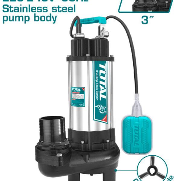 Total TWP7220026 Sewage submersible pump مضخة ماء ستانلس 3 حصان مع فرامة